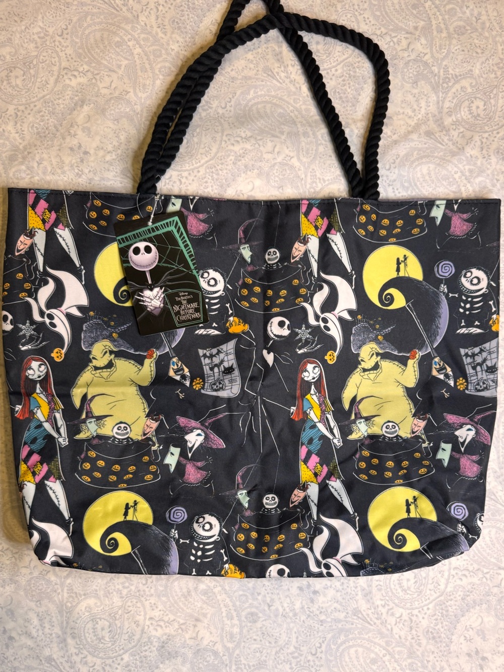 Disney The Nightmare Before Christmas Black & Yellow Character Print Tote